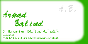 arpad balind business card